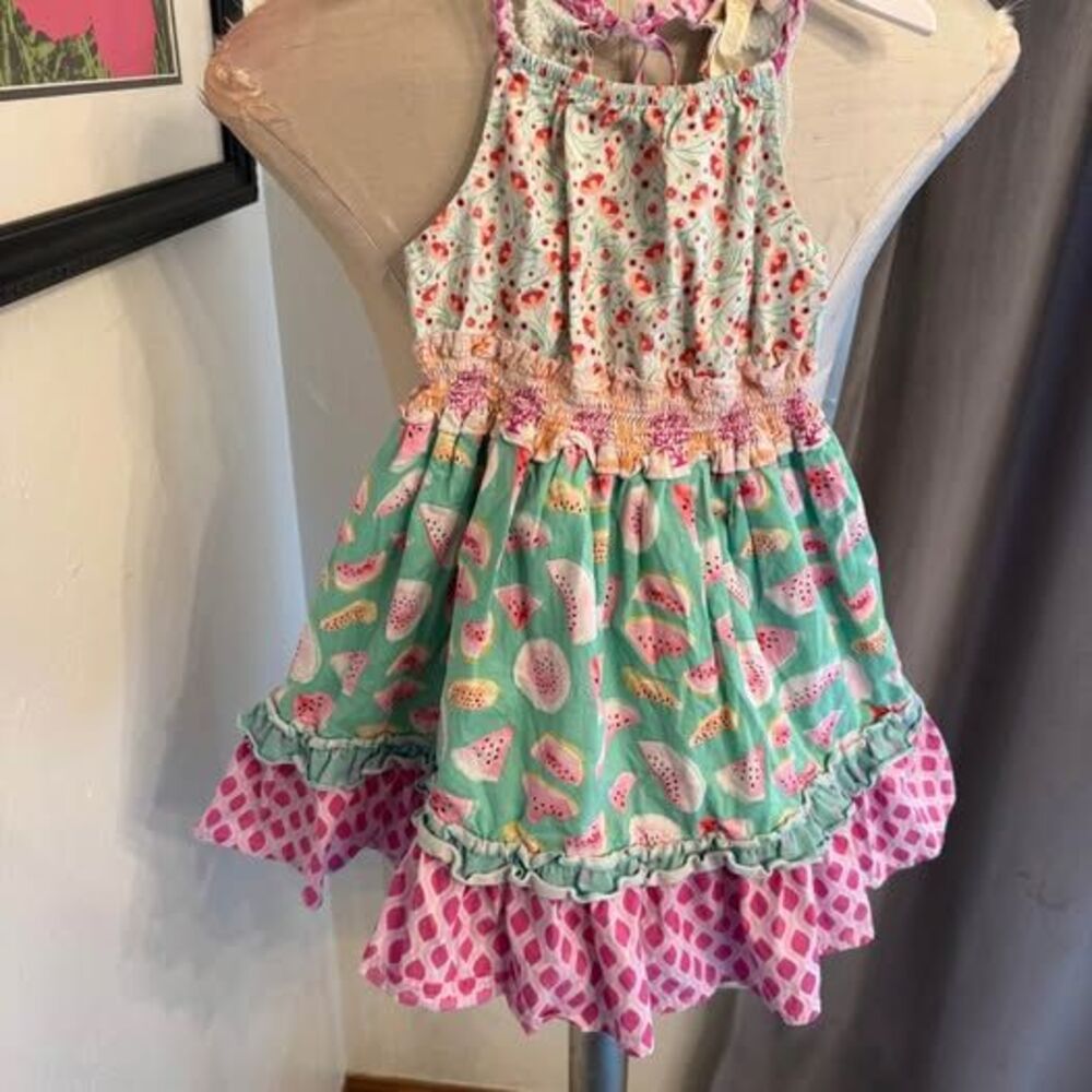 Matilda Jane 4t watermelon ruffle lace back summer dress